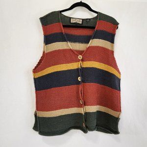 CAROLE LITTLE STREETWEAR Vintage Retro Y2K HANDKNIT Multicolor Vest Size L.